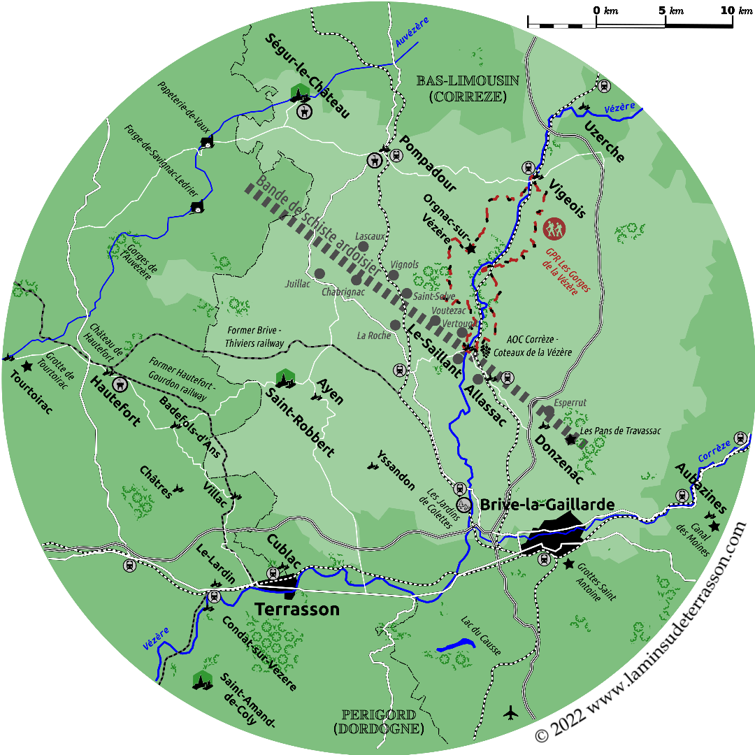 Map of the Vézère Ardoise